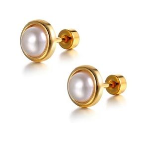 Simulated Pearl Stud Earrings